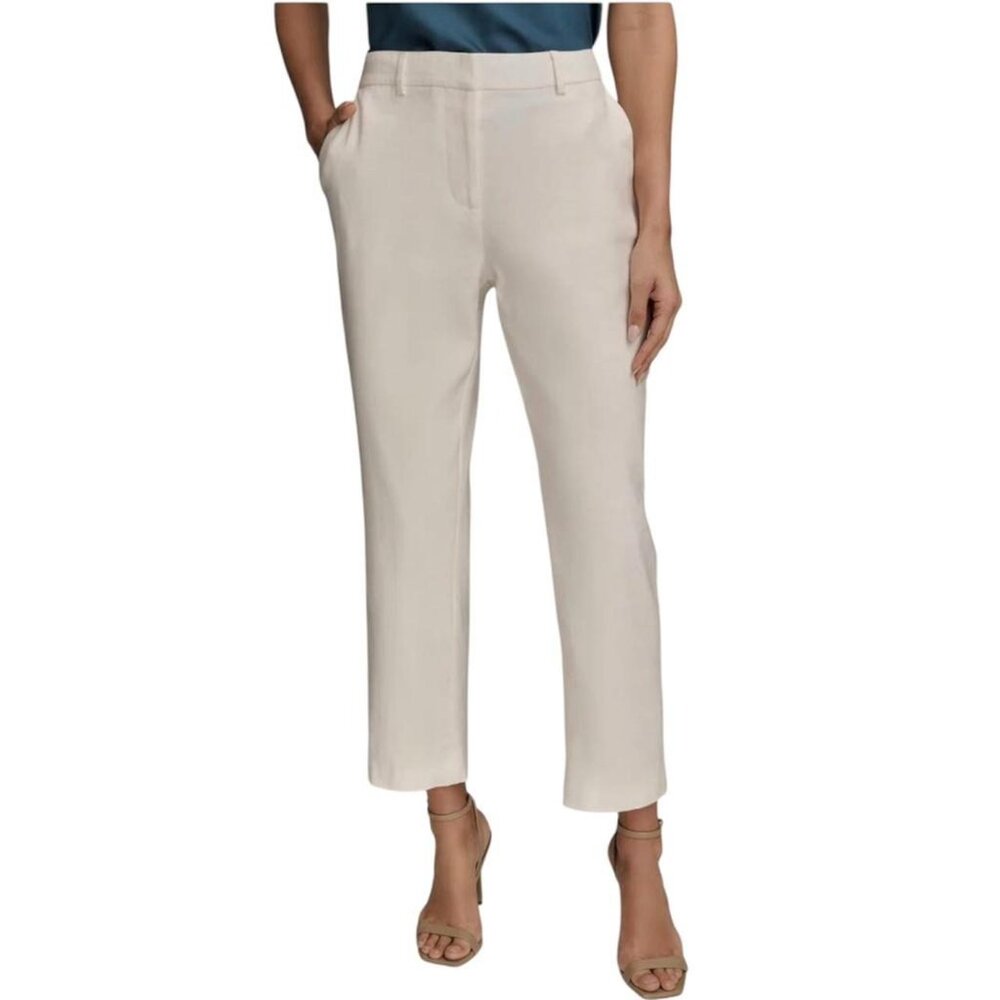 Donna Karan White Straight Leg Trousers